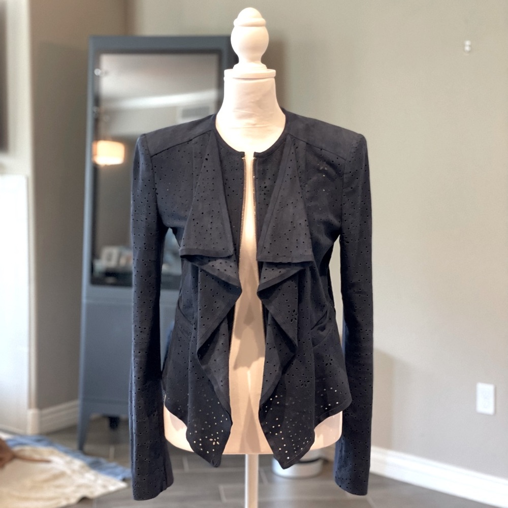 BCBG Navy Suede XXS Jacket